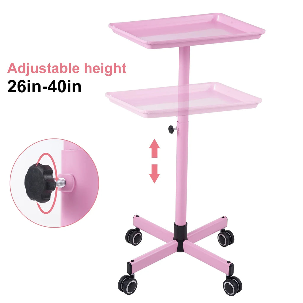Bestauty Storage Shelf,Adjustable Salon Hair Color Wheels Movable Salon Wheels Tattoo Salon Pink Hair Wheels Salon Use Salon Clinic Spa Beauty Salon Clinic Professionals Wheels Tattoo Cart