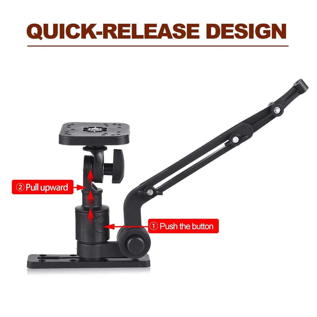 Tomshoo Durable Kayak Boat Transducer Mounting Arm, Fish Finder Mount Base Adapter, 360 Degree Swivel