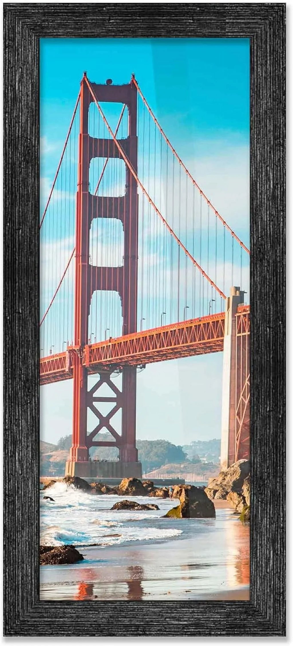 14X44 Frame Midnight Barnwood Picture Frame Includes UV Plexiglass, Acid Foam Backing Board And Hanging Hardware