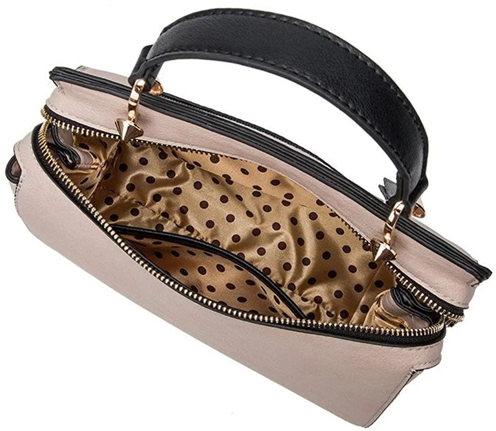 Melie Bianco Noelle Vegan Leather Color-bock Satchel, Bone Multi