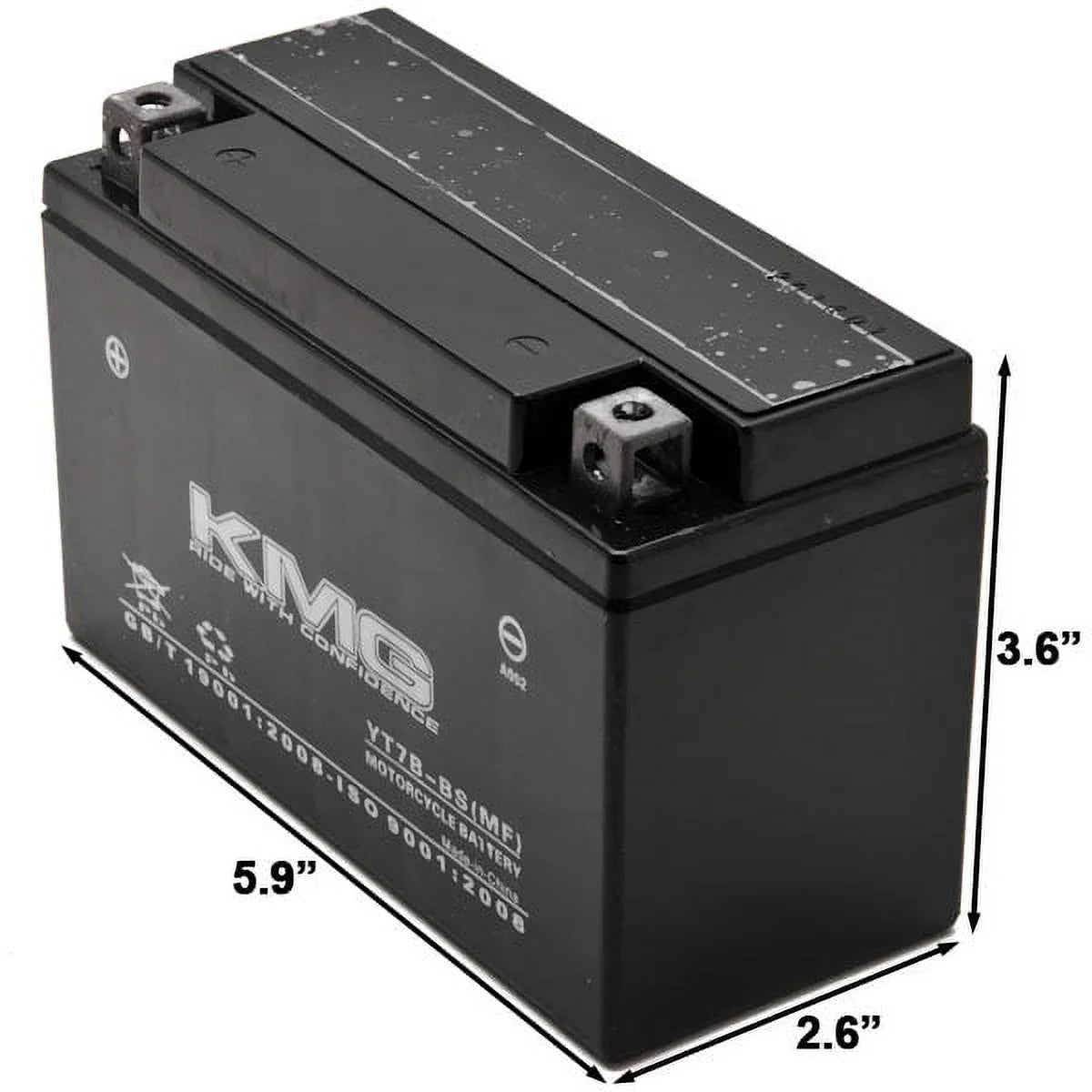 KMG YT7B-BS Sealed Maintenance Free Battery High Performance 12V SMF OEM Gentlemen Powersport Motorcycle ATV Scooter