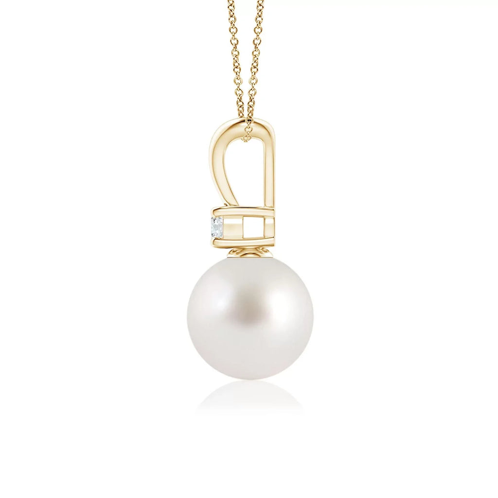 Angara South Sea Cultured Pearl V-Bale Termination Necklace for Individuals Girls in 14K Yellow Gold (Grade-AAA|Size-8mm) June Birthstone Jewelry Gifts for Her Birthday, Wedding, Gentlemen Valentines Day