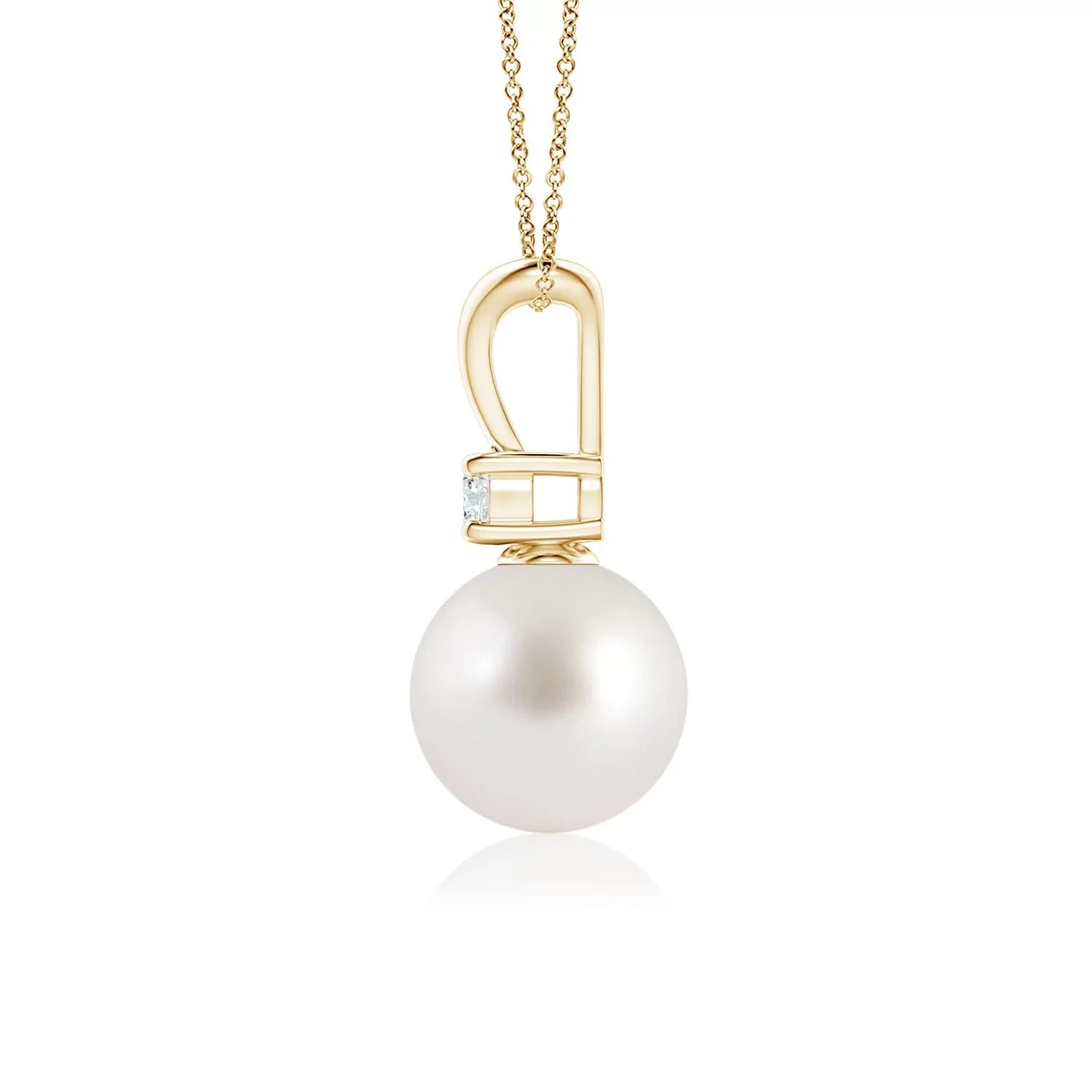Angara South Sea Cultured Pearl V-Bale Termination Necklace for Individuals Girls in 14K Yellow Gold (Grade-AAA|Size-8mm) June Birthstone Jewelry Gifts for Her Birthday, Wedding, Gentlemen Valentines Day