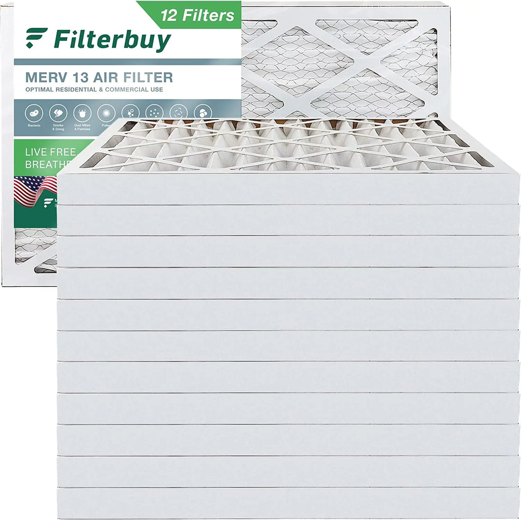Filterbuy 8x20x2 MERV 13 Pleated HVAC AC Furnace Air Filters (12-Pack)