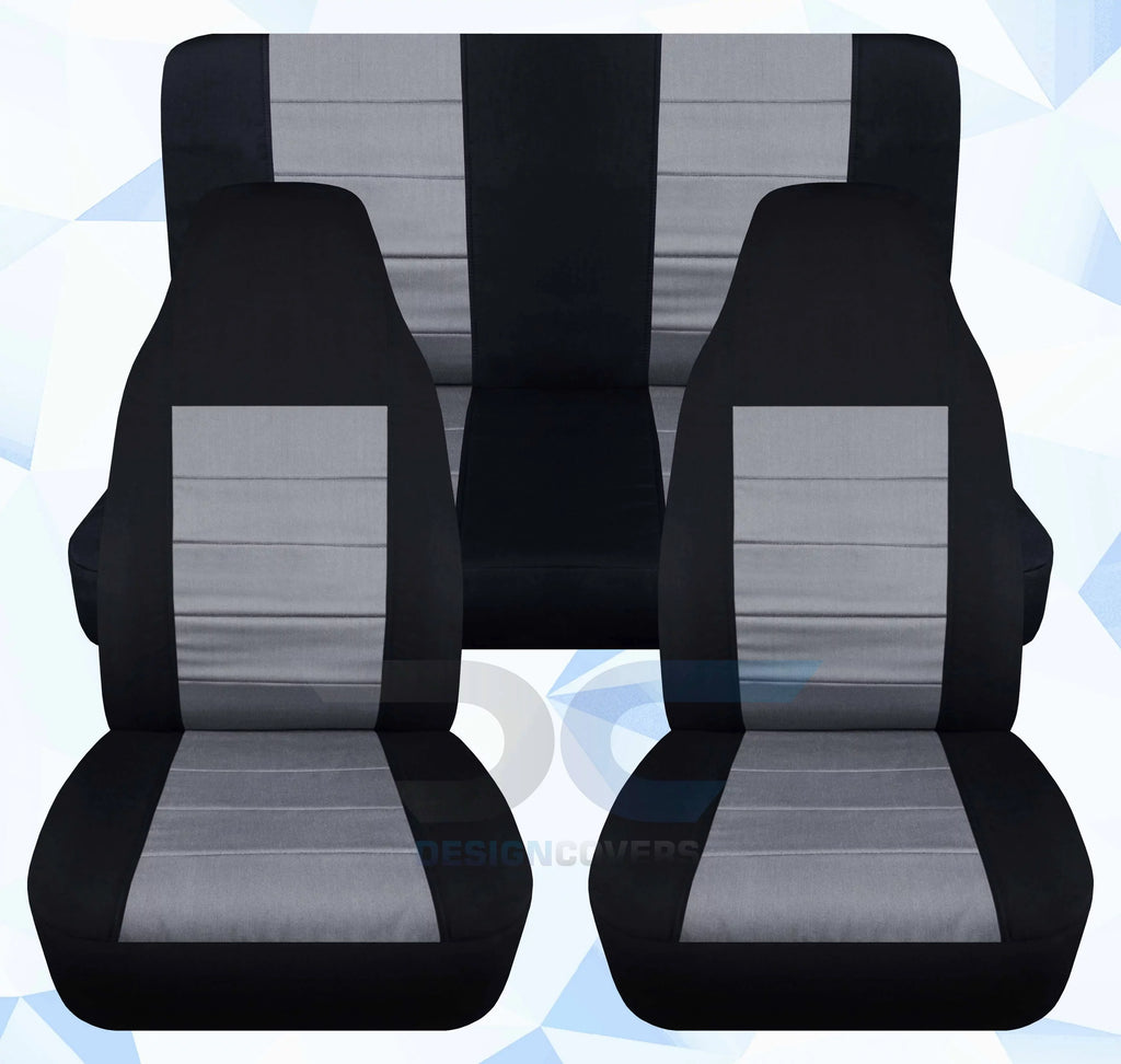T230-Designcovers Compatible with 2003-2006 Jeep wrangler LJ 2door Seat Midnight and Silver - Full Set Front&Rear