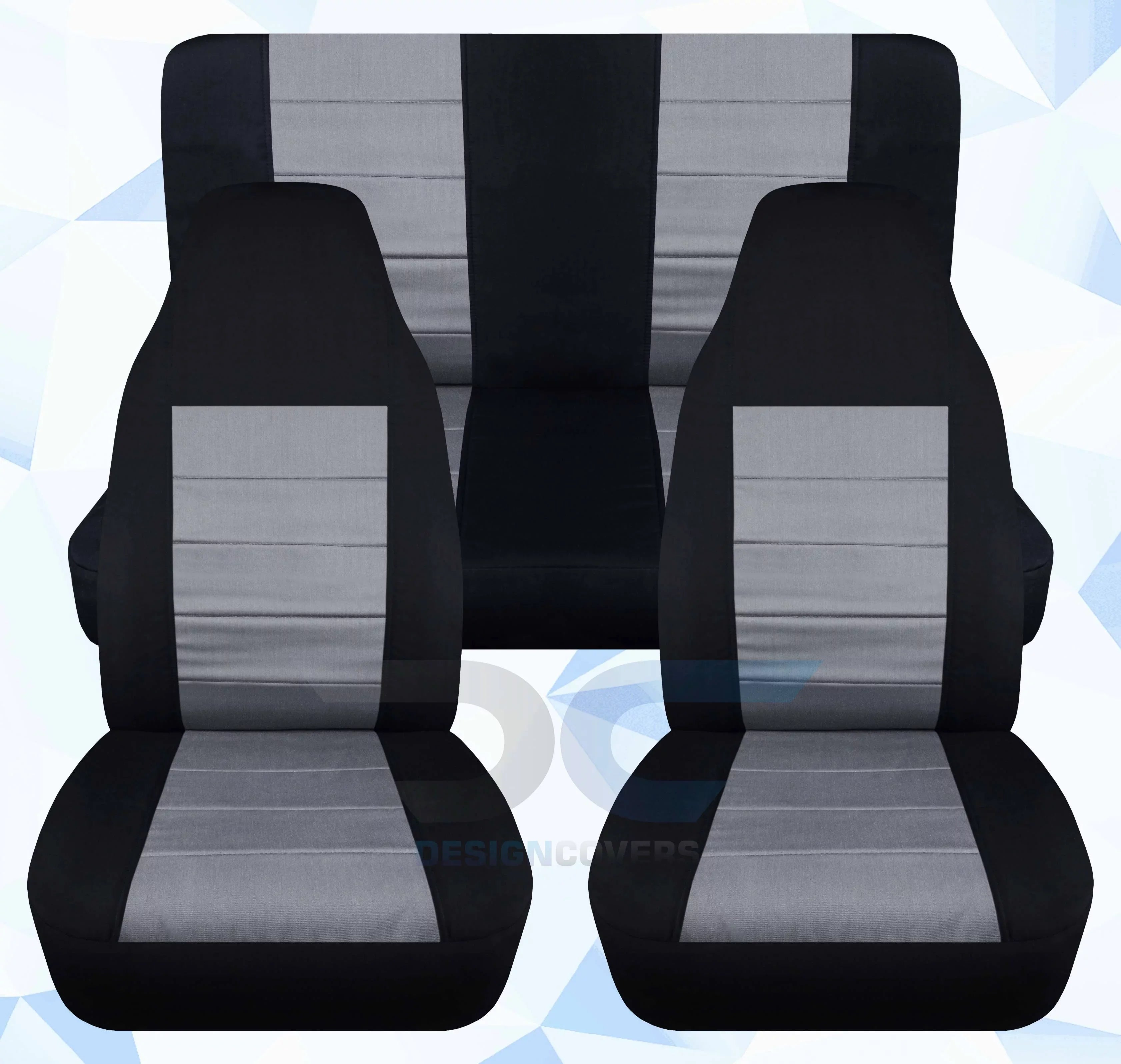 T230-Designcovers Compatible with 2003-2006 Jeep wrangler LJ 2door Seat Midnight and Silver - Full Set Front&Rear