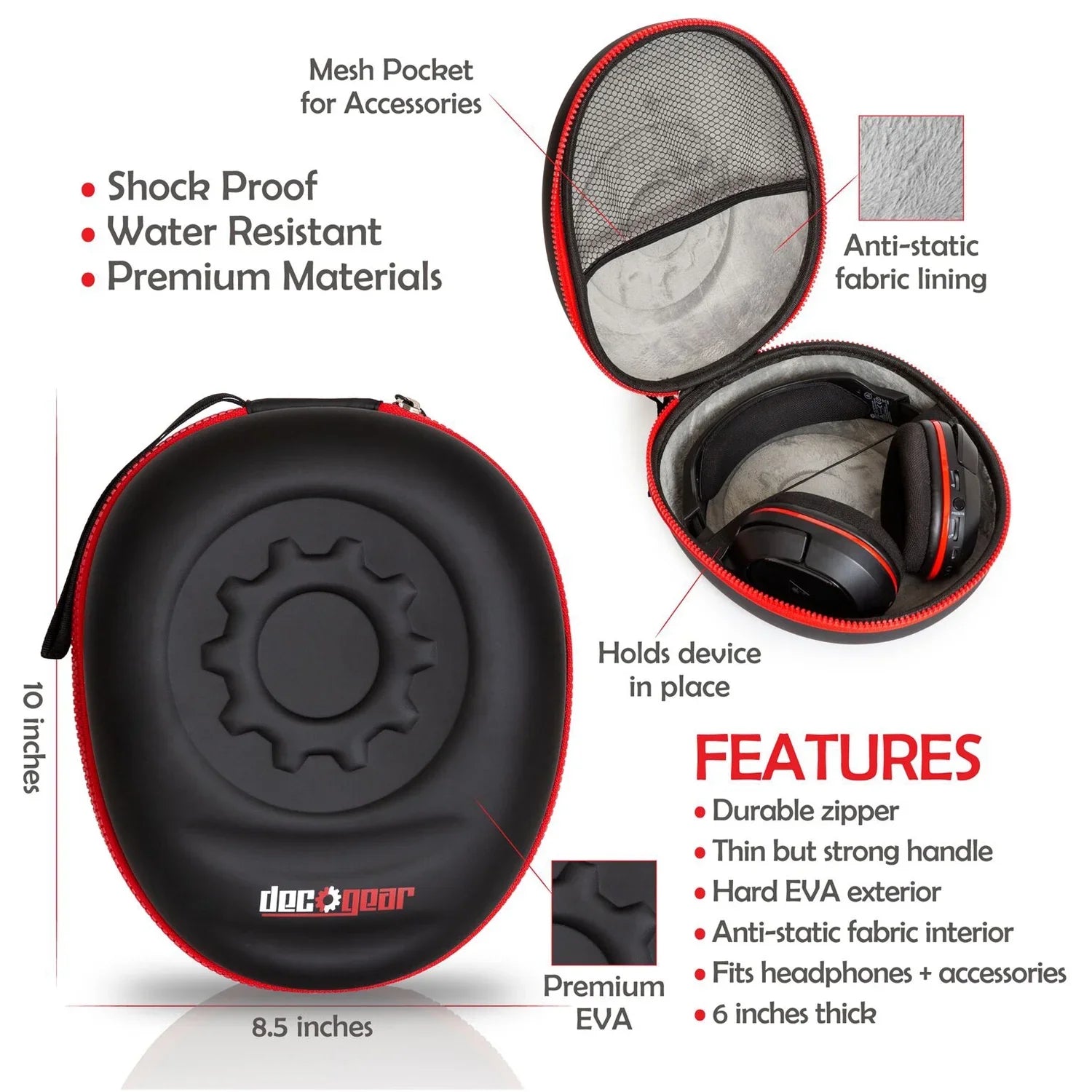 Sony WH-CH710N Wireless Noise-Canceling Headphones Bundle with Deco Gear Headphone Case and Stand for the WHCH710N Model Headphones Midnight