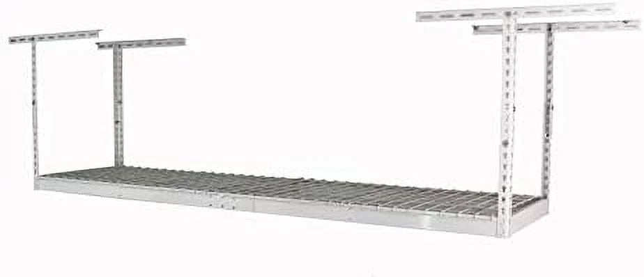 2x8 overhead garage storage rack - height adjustable steel overhead storage rack - 400 pound weight capacity (white, 18"-33")