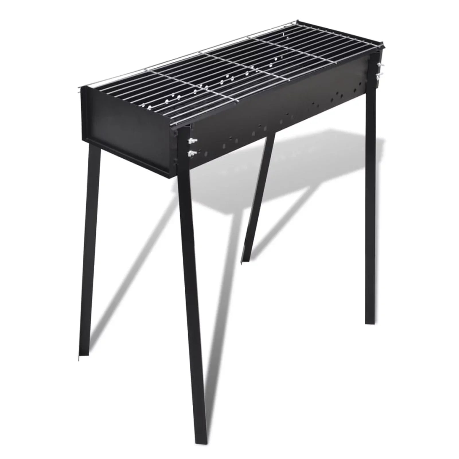 Anself Charcoal BBQ Stand Steel Barbecue Grill Midnight for Camping Cooking, Grilling, Smoking, Picnic, Hiking, Party, Garden, Patio 29.5 x 18.5 x 30 Inches (L x W x H)