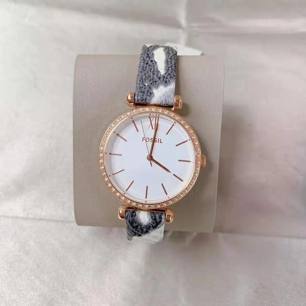 Fossil BQ3532 Tillie Three-Hand Grey Leather Watch