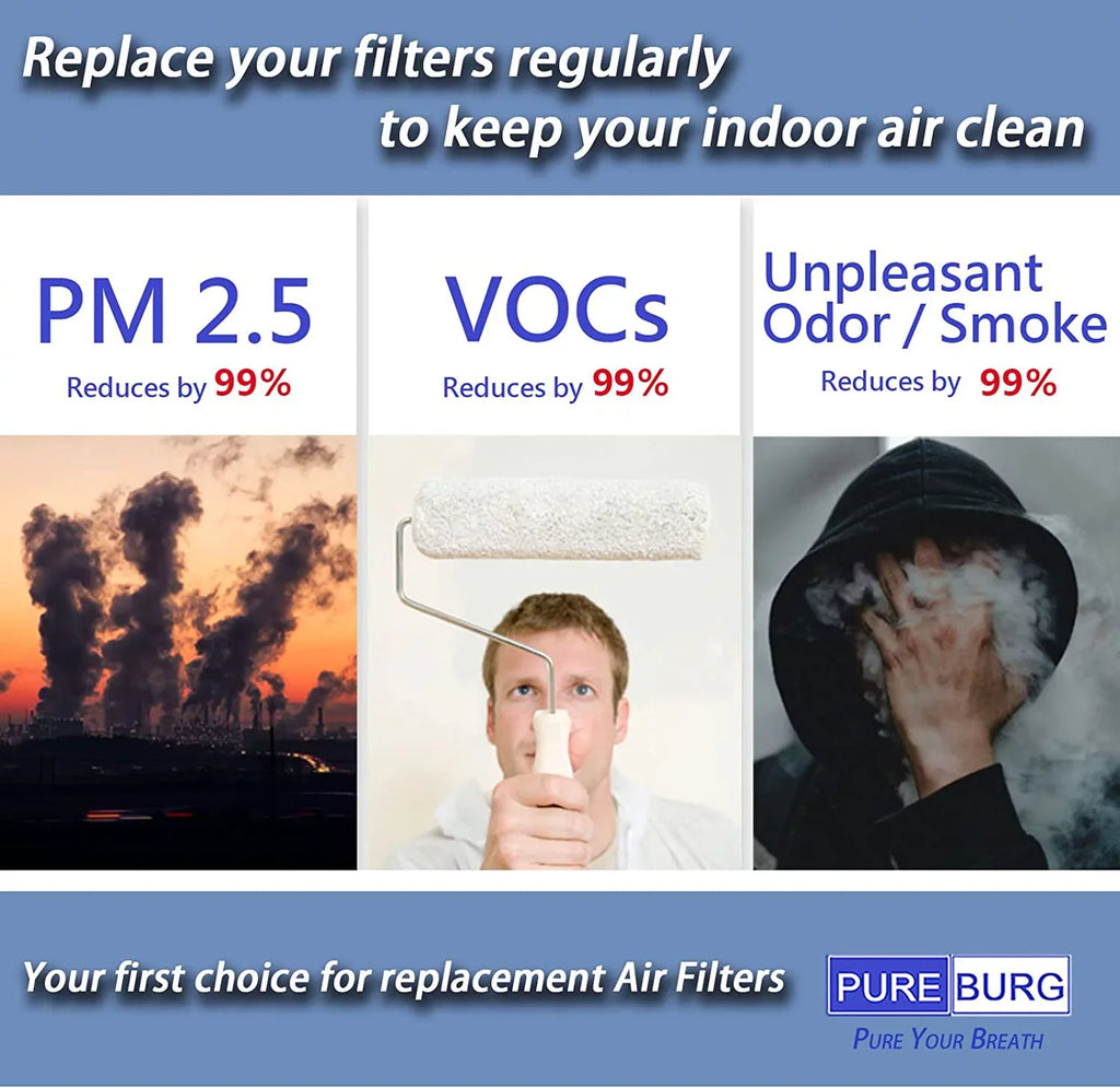 PUREBURG 2-Pack Gentlemen High efficiency 3-in-1 HEPA Filters Compatible with ,BKJ-33