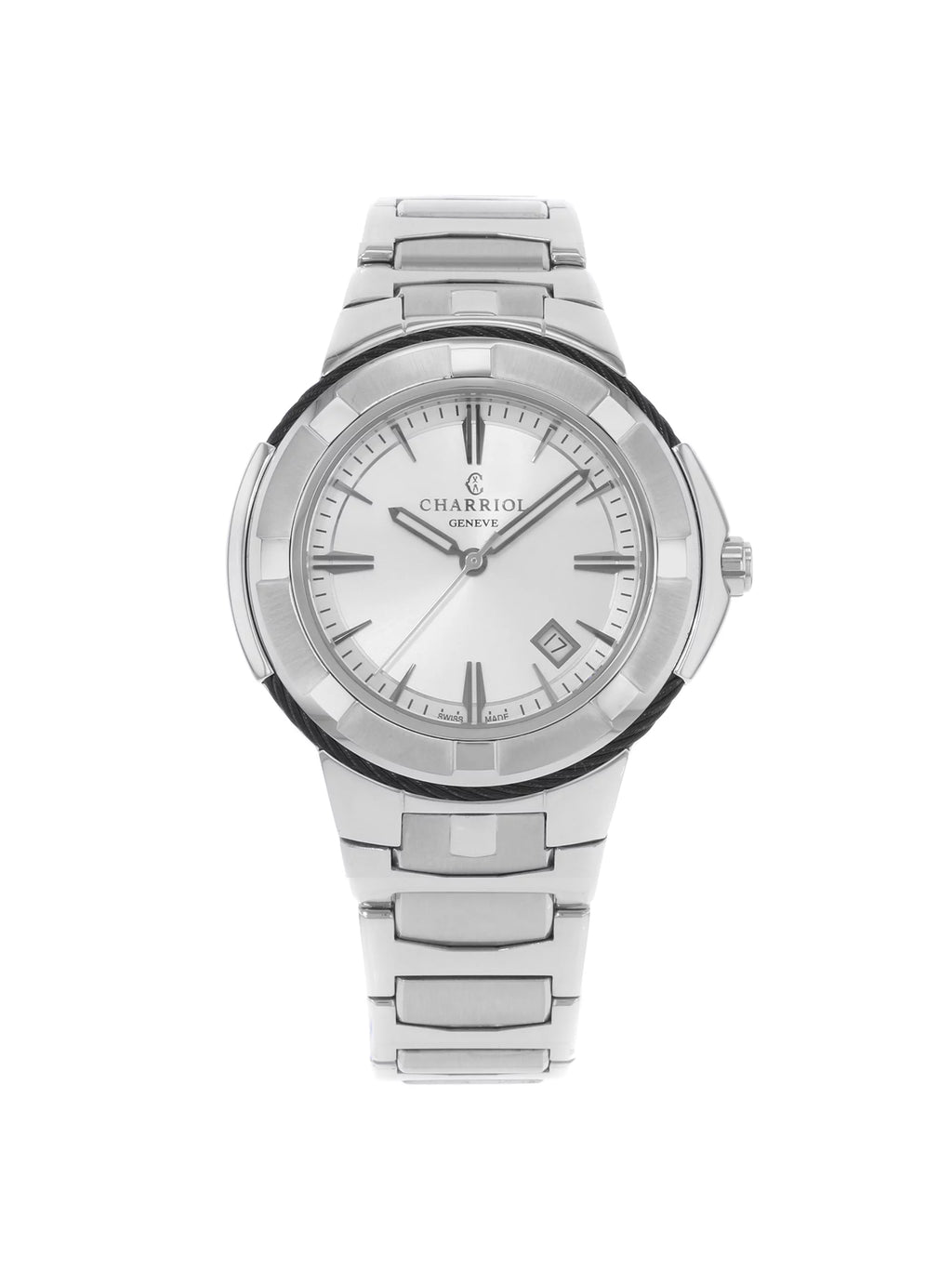 Charriol Celtic Stainless Steel Silver Interface Crystal Individuals Watch CE443B.930.103
