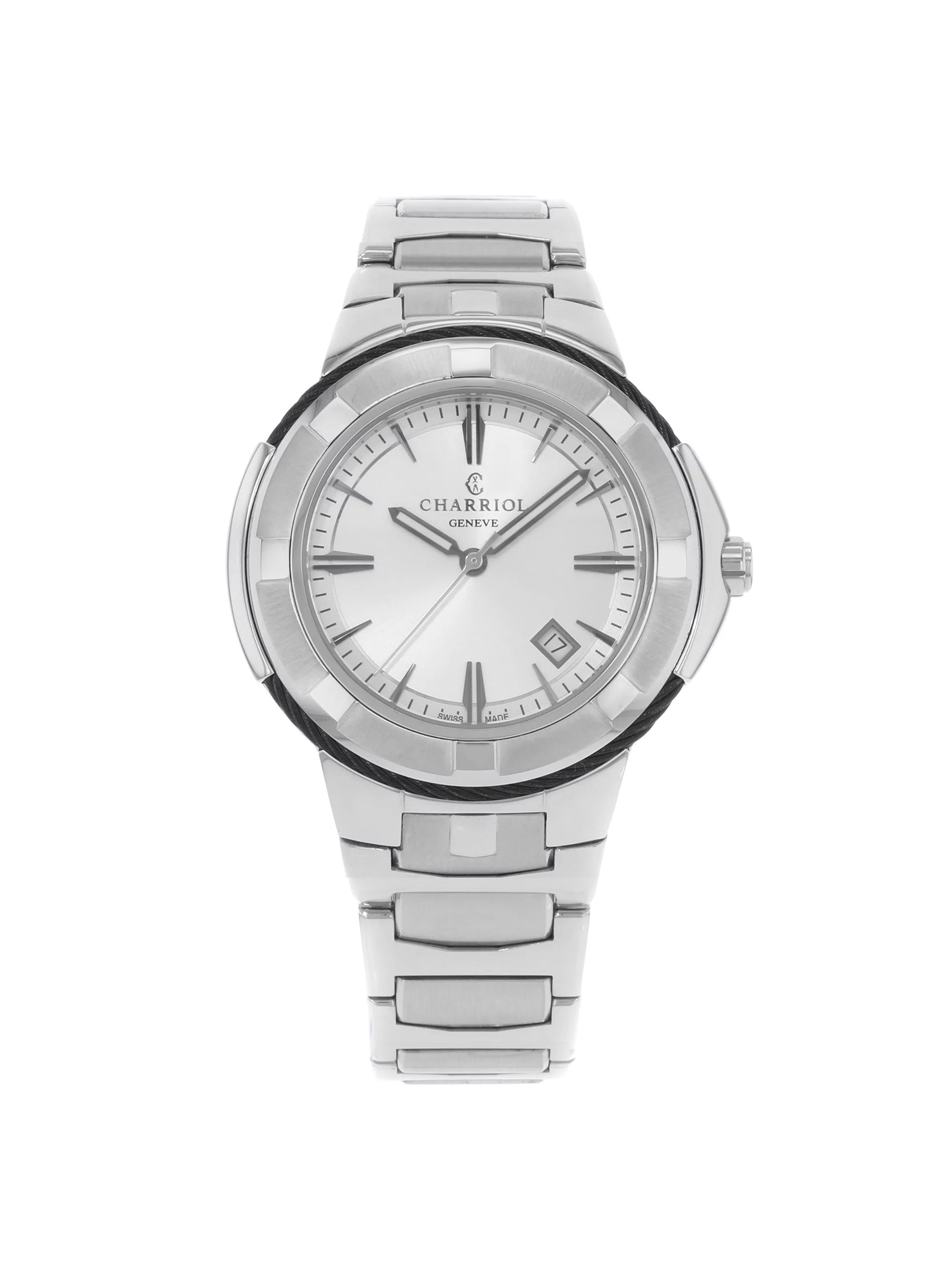 Charriol Celtic Stainless Steel Silver Interface Crystal Individuals Watch CE443B.930.103