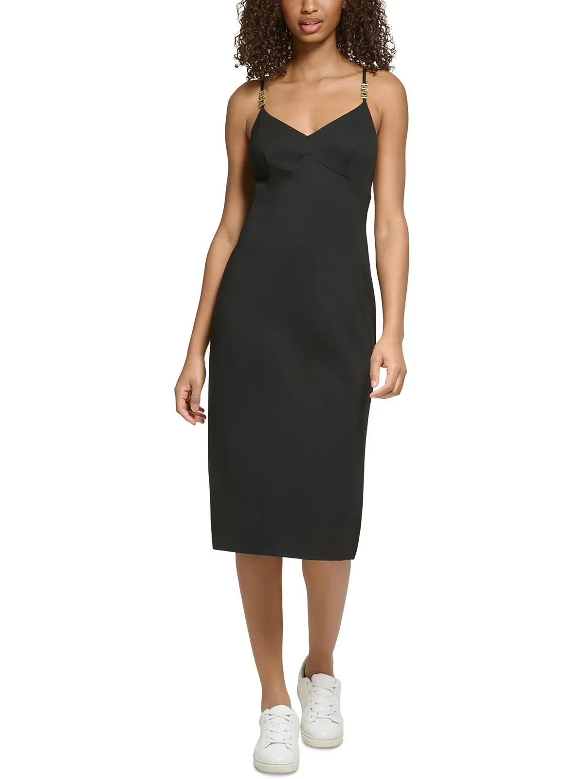 Karl Lagerfeld Paris People Spaghetti Strap Logo Midi Dress