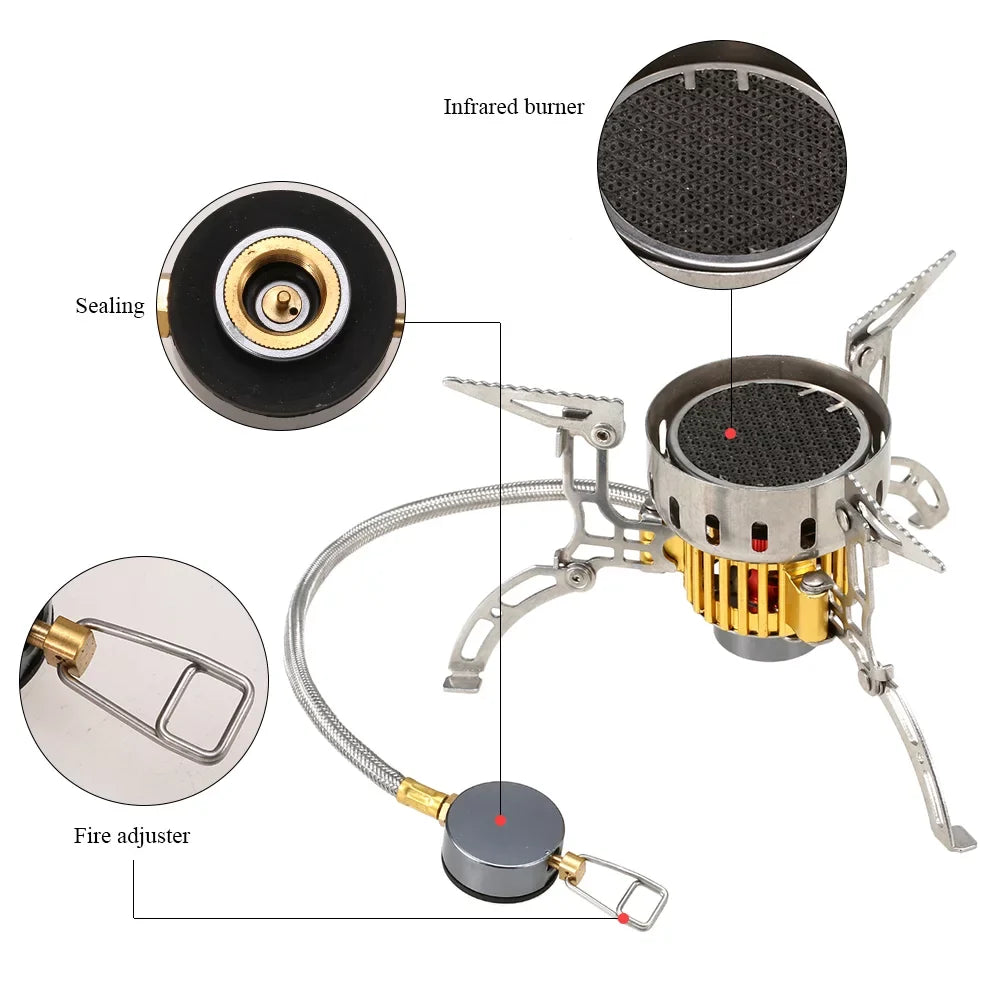 Dcenta Outdoor Infrared Camping Ultralight Portable Furnace Collapsible Windproof Gas for Cookout Picnic Hiking Backpacking