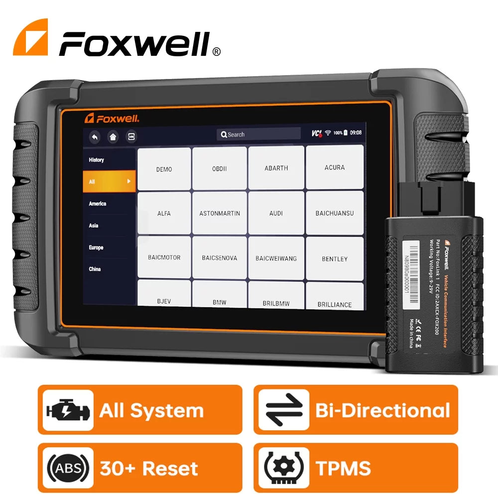 Foxwell NT809TS TPMS Relearn Programming Reset Tool Bi-directional Control Scan Tool OBD2 Automotive Scanner Scan Full Systems Oil Reset ABS Bleeding Injector Coding 30+ Reset Services Car Code Reader