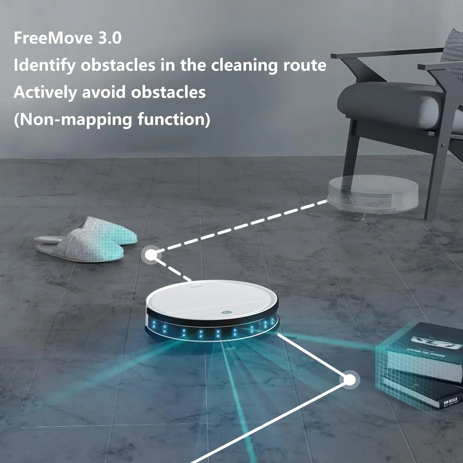 FJU Robot Vacuum Cleaner, 2500pa Strong Suction, Work with /APP, 120Mins Runtime, Quiet and Small Robotic Vacuum for Pet Hair, Low Pile Carpet, Hard Floor