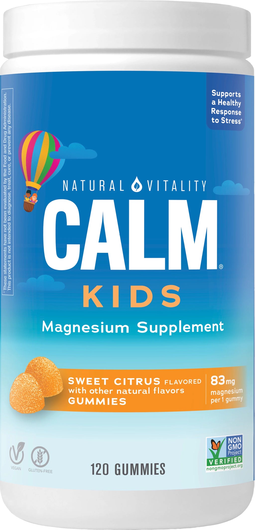 Natural Vitality Calm Kids Magnesium People Gummies, Sweet Citrus, 83 mg, 120 Count