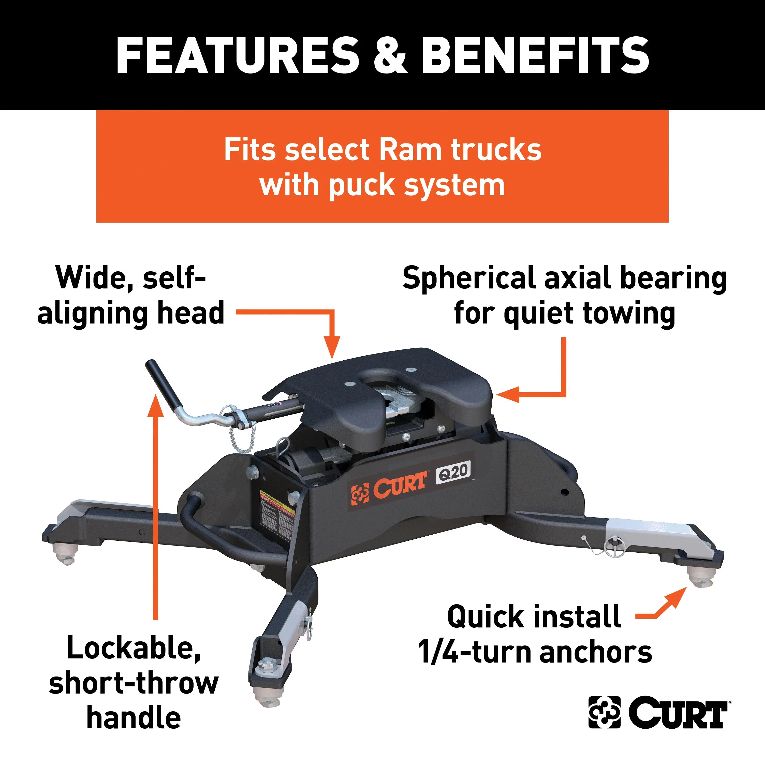 CURT Q20 5th Wheel Hitch with RAM OEM Legs