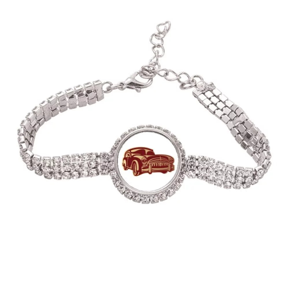 Deep Red Classic Cars Pattern Outline Tennis Chain Anklet Bracelet Diamond Jewelry