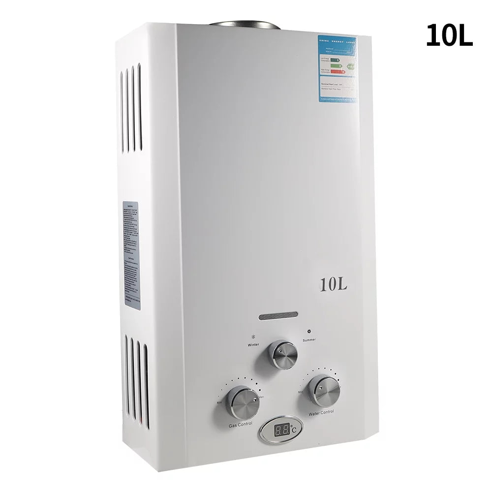 G · PEH 10L Natural Gas Tankless Hot Water Heater Instant Kitchen Boiler w/Shower Head