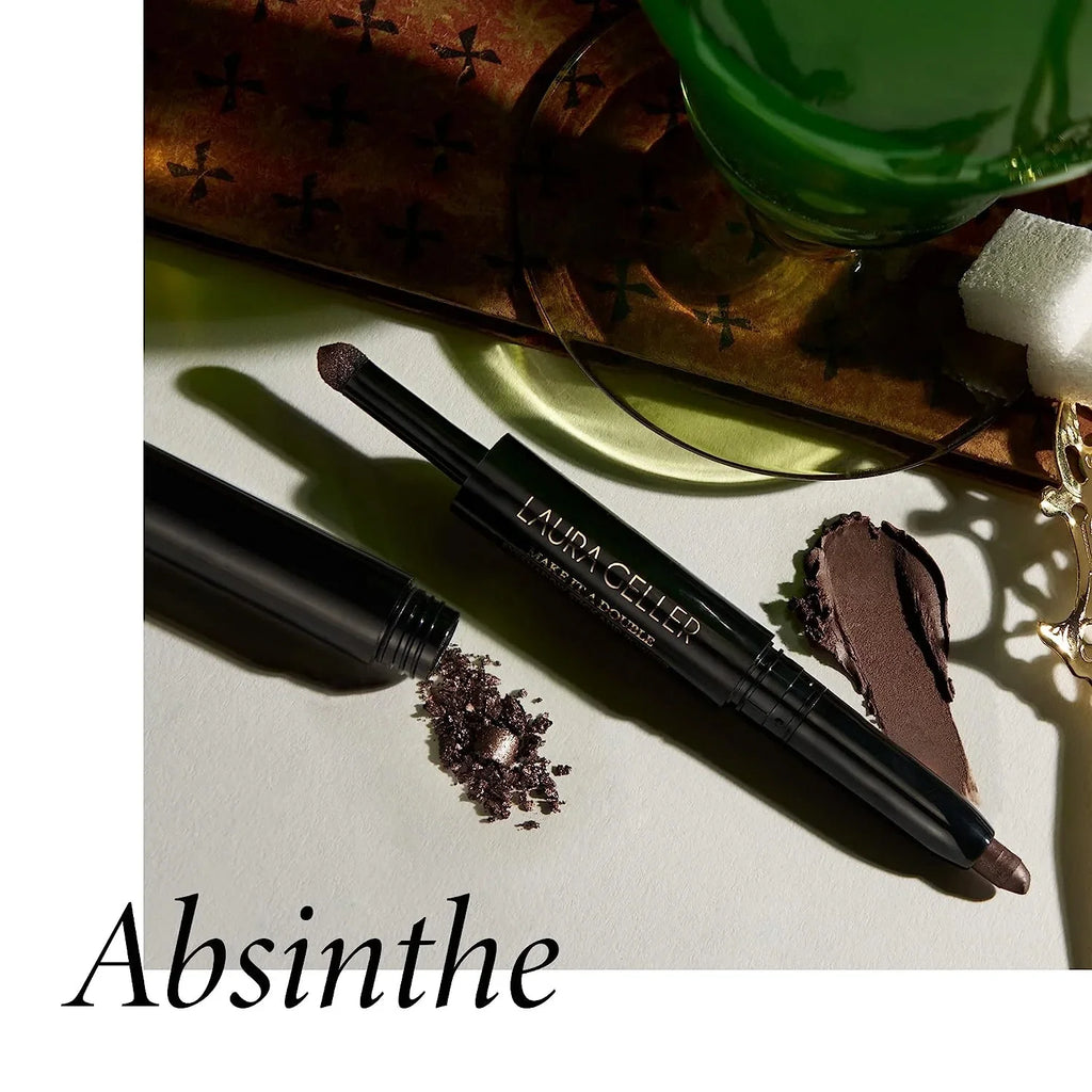 LAURA GELLER NEW YORK Make It A Double Edge Eyeshadow - Absinthe - Cream Eyeshadow Stick + Matching Powder Eyeshadow - Crease-Proof and Smudge-Proof