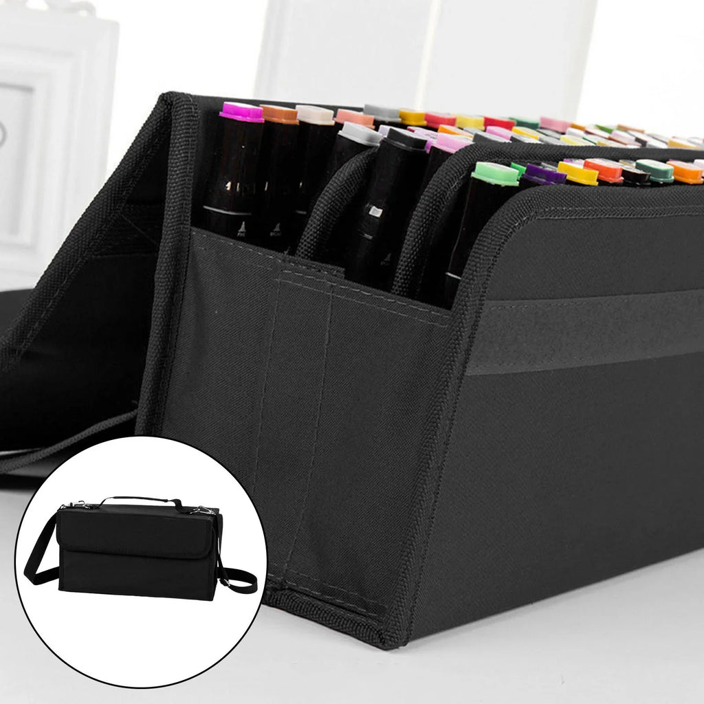 S SERENABLE Marker Carrying Case Marker Pen Case 80 Slots Portable Professional Sketch Storage Bag Pencil Case for Painter Boy Adult Girl