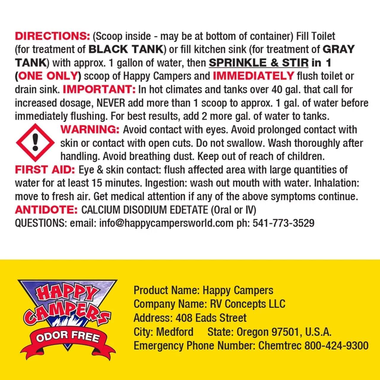 Happy Campers RV Holding Tank Deodorizer Individuals - 64 Individuals
