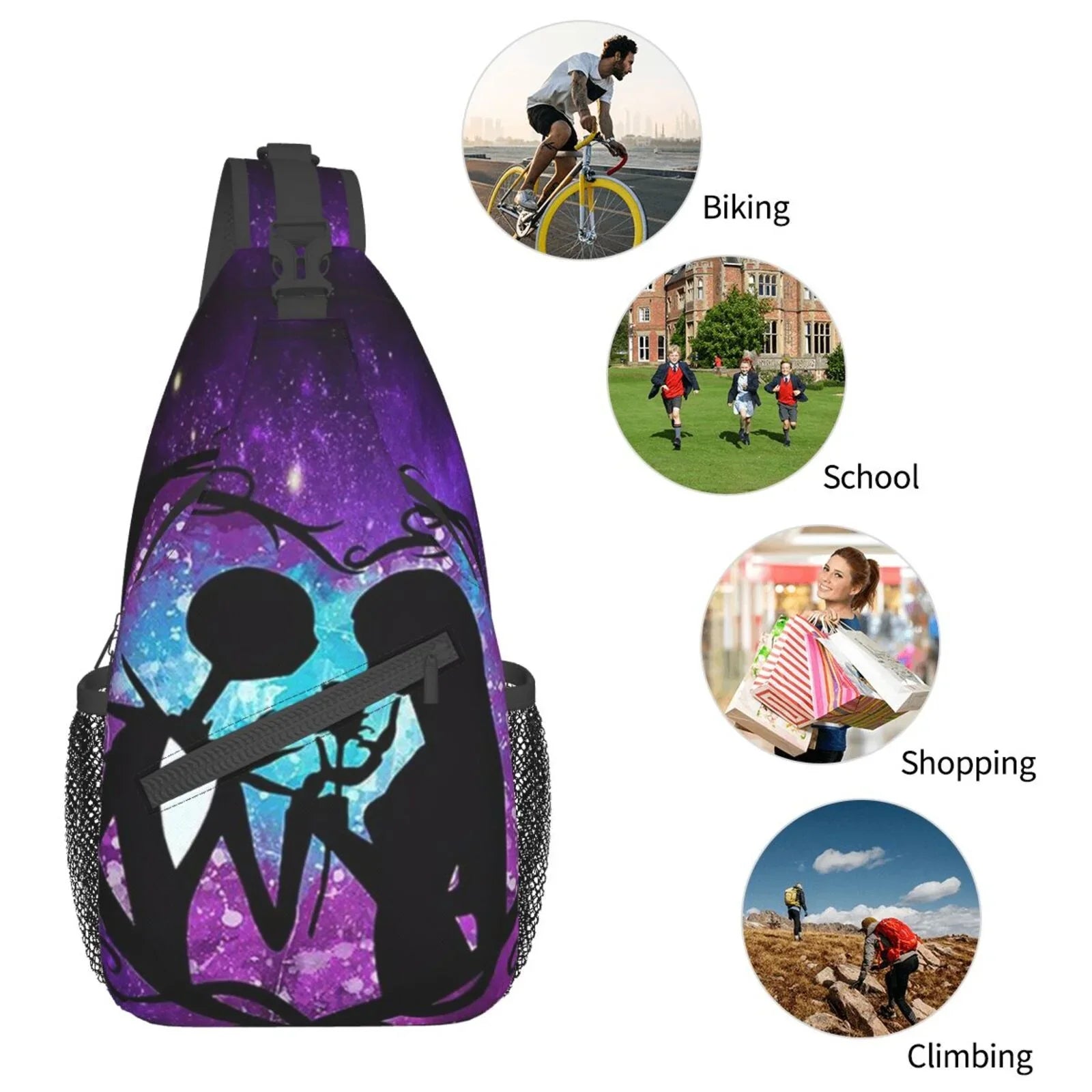 The Nightmare Before Christmas Chest Bags Crossbody Sling Backpack Unisex Travel Hiking Daypack Shoulder Bag Gifts For People People
