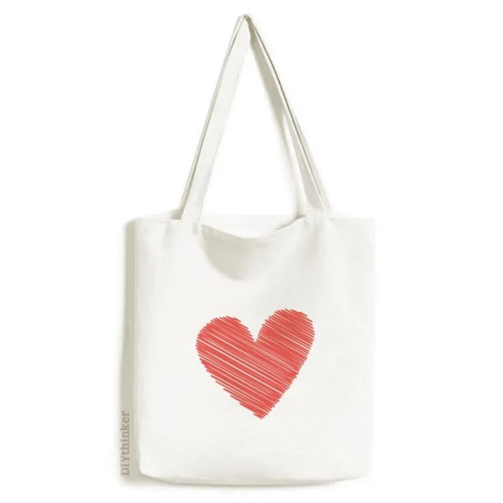 Heart Graffiti Line Valentine's Day Tote Canvas Bag Shopping Satchel Casual Handbag