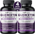 Quercetin with Vitamin C and Zinc - Elderberry - Quercetin 500mg - Quercetin with Bromelain - Zinc Quercetin - Vitamin D3 - 6 in 1 Daily Immune Support, Non-GMO, Gluten-Free - USA - 4 Months Supply