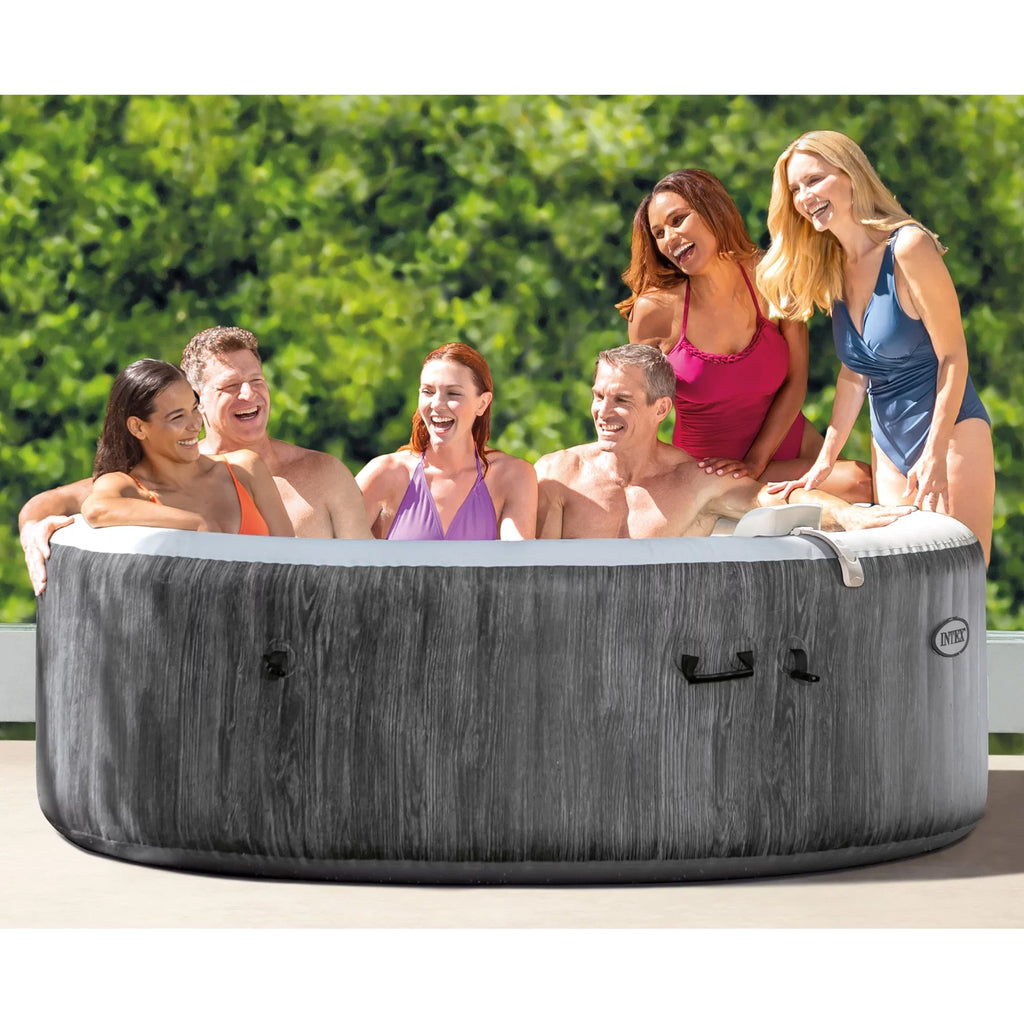 Intex PureSpa Plus Greywood Inflatable Hot Tub Jet Spa w/ Accessory Benches