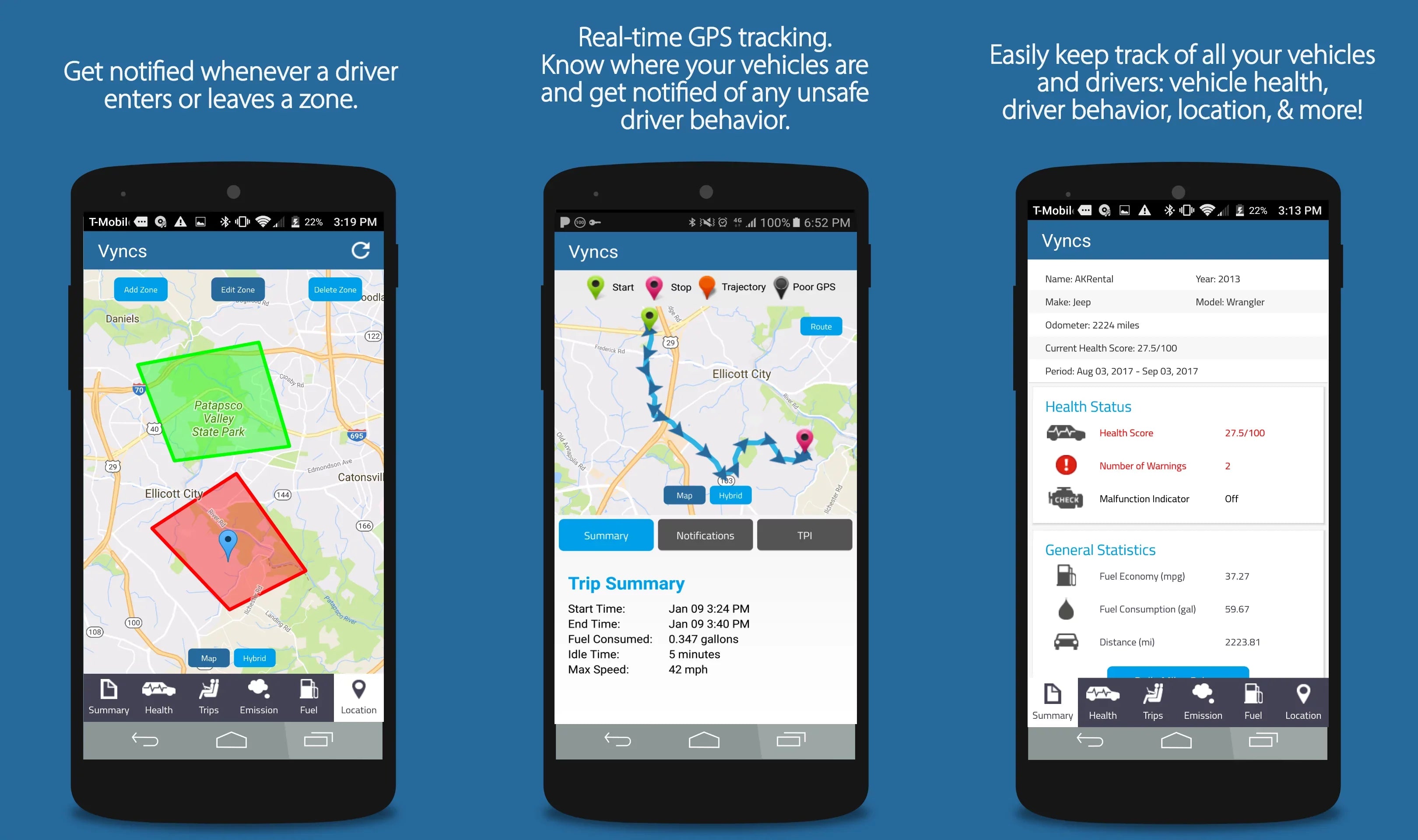 Vyncs Fleet: GPS Tracker No Monthly Fee, 4G LTE OBD, Real Time Fleet Car/Truck Tracking, SIM, Free 1 Year Data Plan, Trips, Vehicle Diagnostics, Driver Safety Alerts, Fuel Report, Emission Report