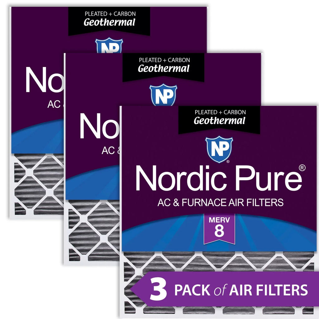 30x32x2 Geothermal MERV 8 Pleated Plus Carbon AC Furnace Filters 3 Pack