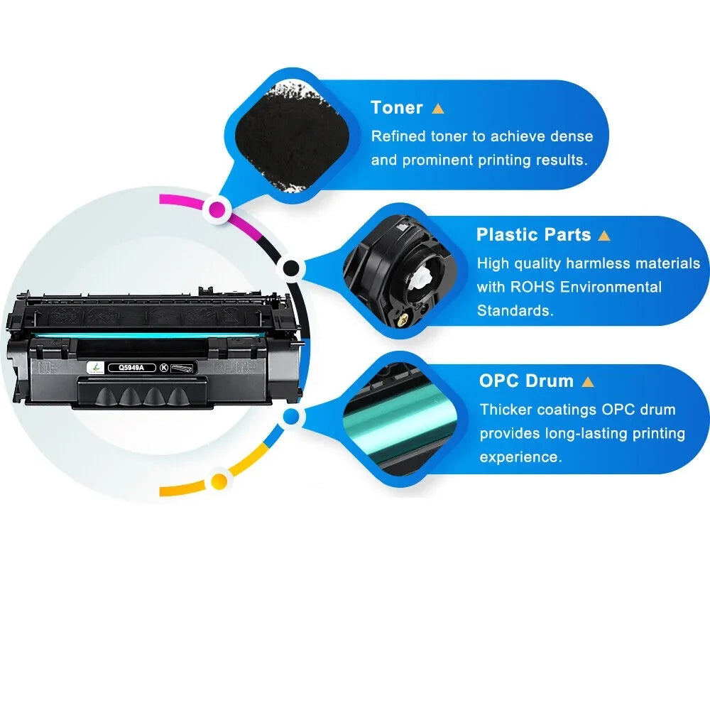 2 Ebony 49A | Q5949A Toner Cartridge Individuals for HP 1320 1320n 1320nw 1320tn 3390 MFP 3392 MFP 1160 Printer