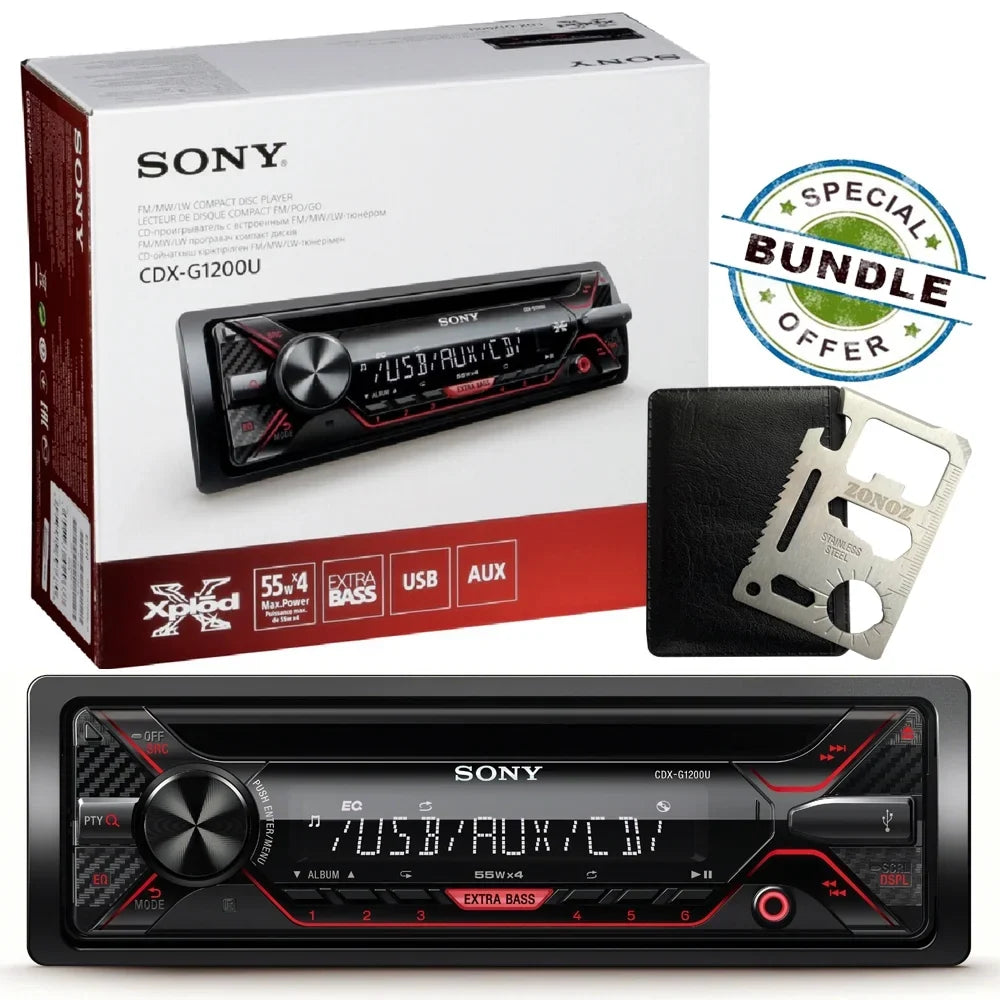 Sony CDX-G1200U 55Wx4ch max CD Receiver with USB and Aux Inputs & Zonoz Z Tool Bundle