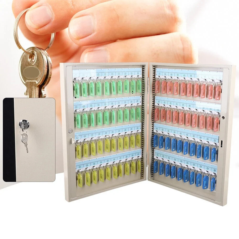 Wall Mounted 80 Key Storage Cabinet Lock Box Safe Organizer Car Dealership Holder
