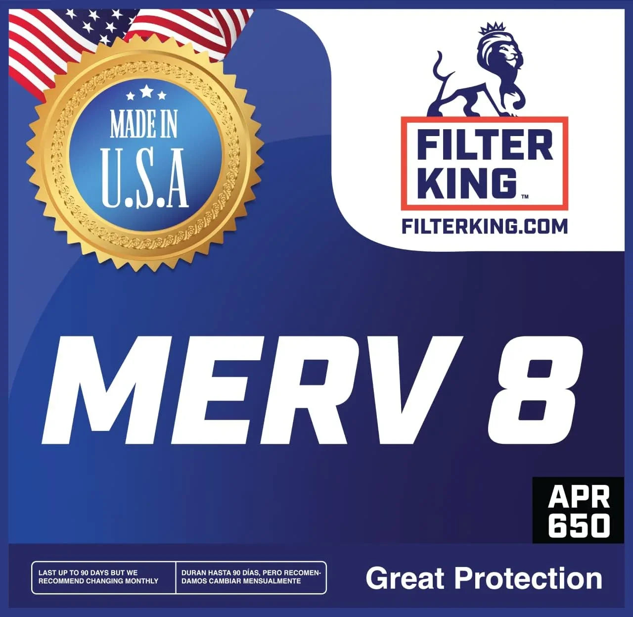 Filter King 15.5x39.5x1 Air Filter | 4-PACK | MERV 8 HVAC Pleated A/C Furnace Filters | MADE IN USA | Actual Size: 15.5 x 39.5 x .75"
