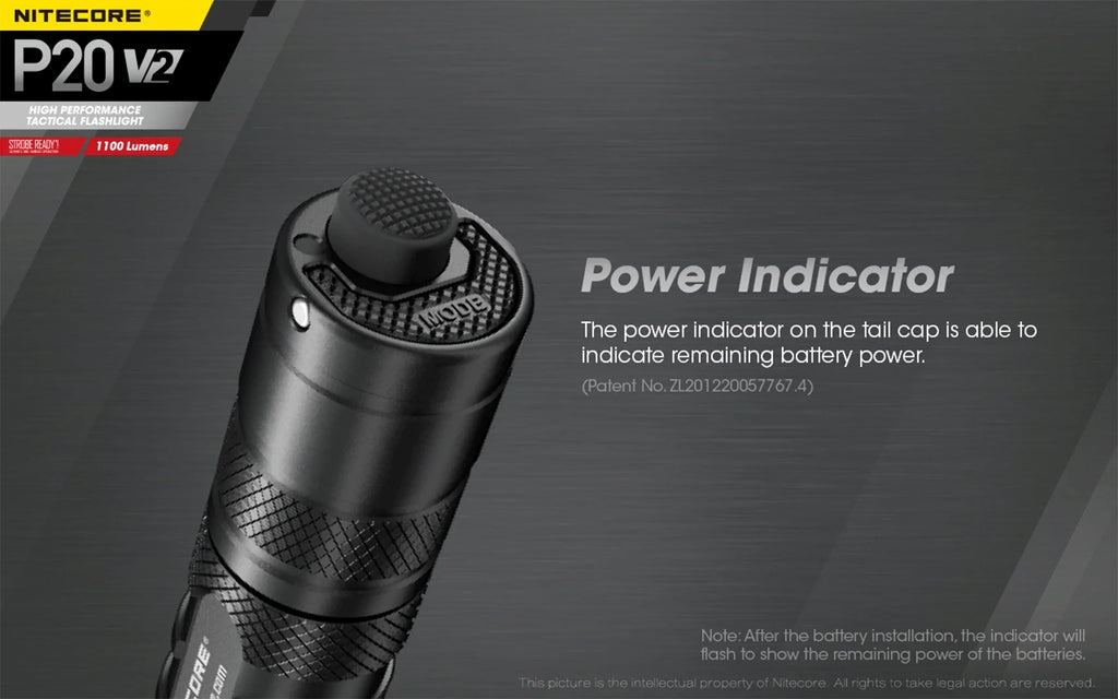 Combo: Nitecore P20 V2 Tactical LED Flashlight - CREE XP-L2 V6 - 1100 People w/NL183 Battery, UI1 Charger +Free Eco-Sensa USB Cord