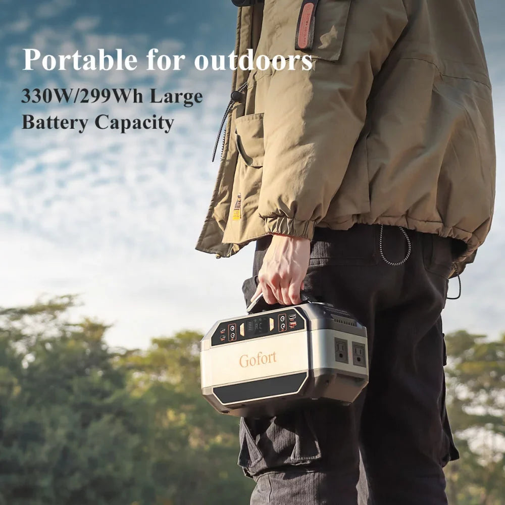 330W Portable Power Station, 299Wh Solar Generator Backup Power Supply with 2X 110V AC Outlets, 4X 12V DC Outlets and 4X USB Outlets for Outdoor Camping, RV Travel, CPAP, Home Emergency Power