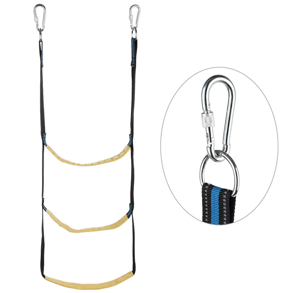 Marine Boat Rope Ladder, 3-Step Portable Rope Boarding Ladder, Folding Climbing Ladder for Inflatable Boat, Sailboat, Kayak, Canoeing, Motorboat
