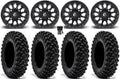 Fuel Vector 14" Wheels Dark 30" Warrior XT Tires Kawasaki Mule Pro FXT