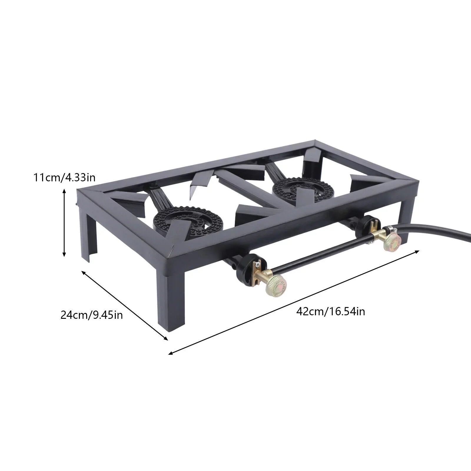 Fichiouy Propane Stove 2 Burner BBQ Gas Stove with High-Pressure Adjustable Hose for Outdoor Camping