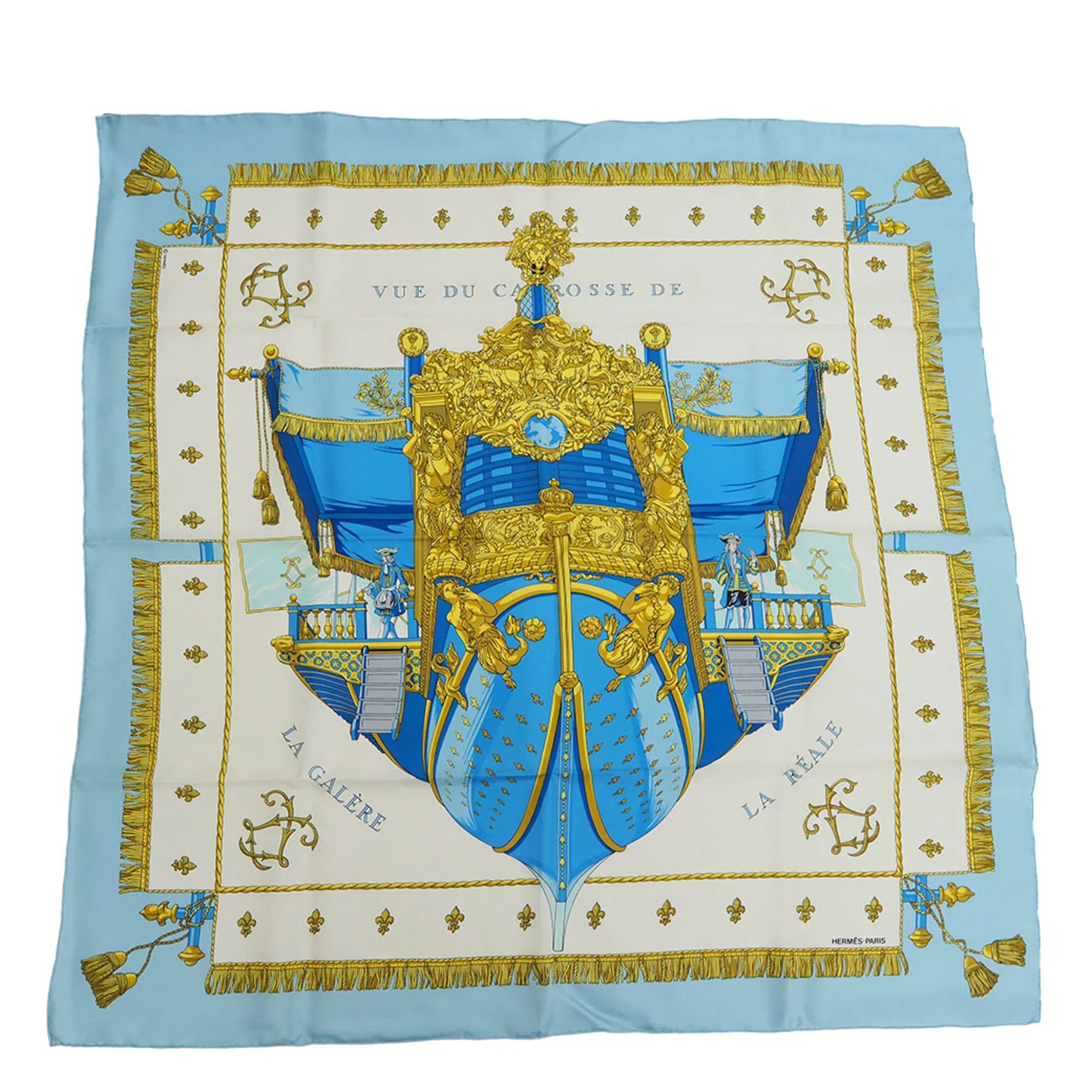 Pre-Owned Hermes Silk Scarf Light Blue (Like New)