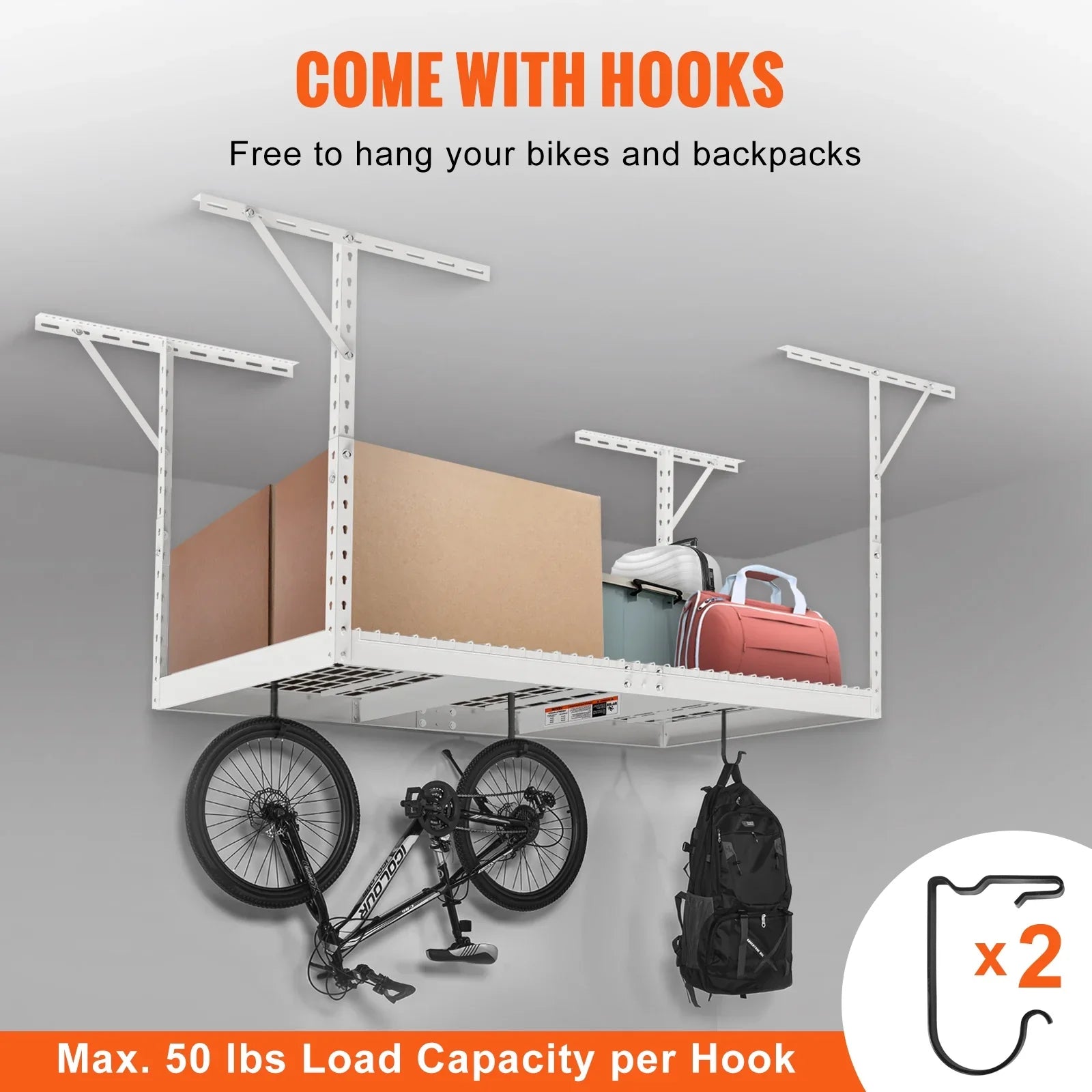 SKYSHALO Overhead Adjustable Garage Storage Rack 36x72" Ceiling Rack 550lb White