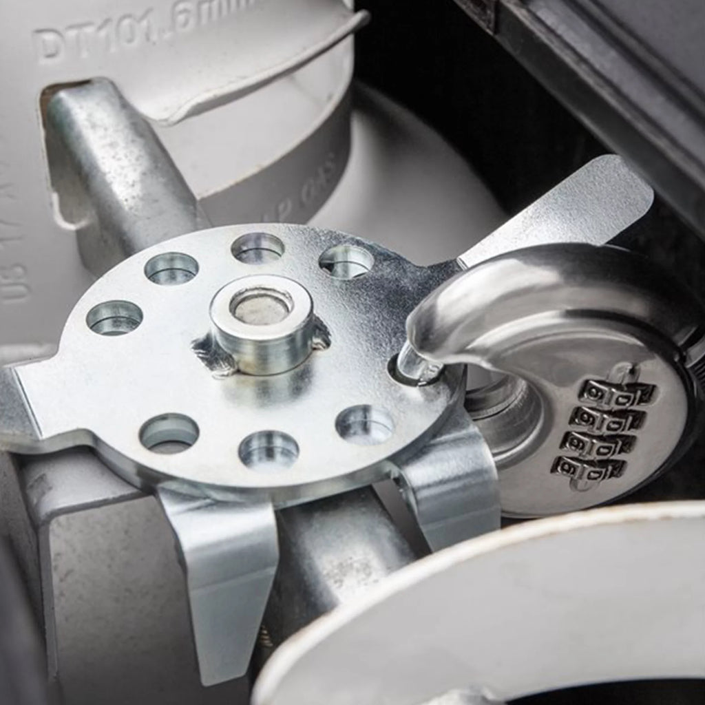 Camco Camper/RV Double Propane Tank Locking Device | Features a Combination Lock for Keyless Access & Heavy-Duty Steel Design (40590)