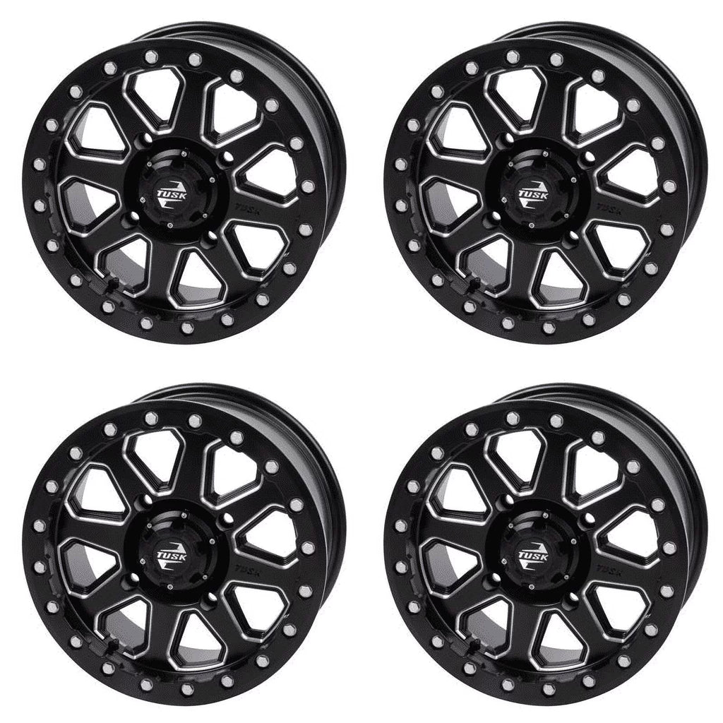 (4 Pack) 4/137 Tusk Uinta Beadlock Wheel 15X7 4.0 + 3.0 Dark For Can-Am Edge Hd10 Pro Dps 2020-2023