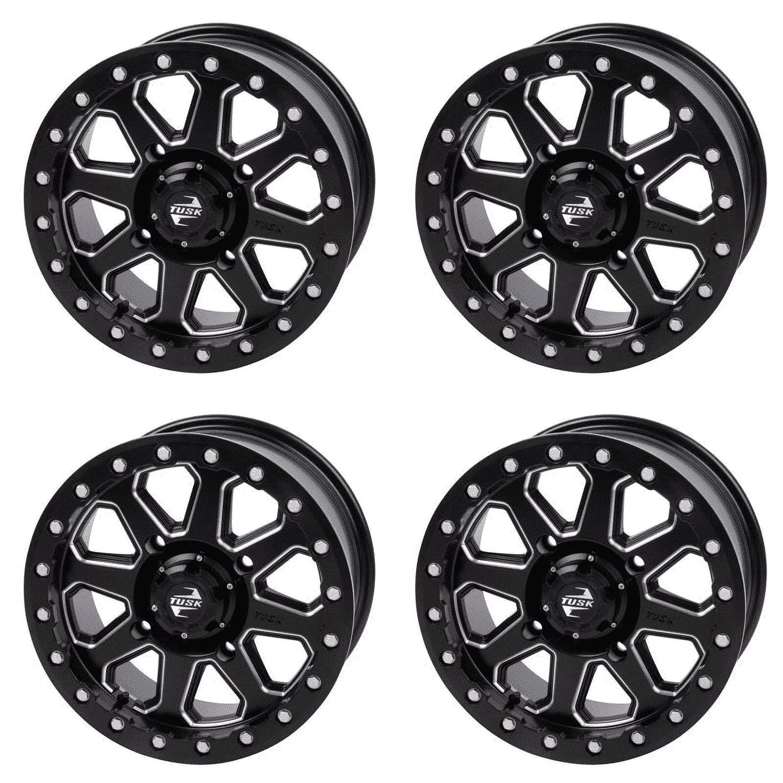 (4 Pack) 4/137 Tusk Uinta Beadlock Wheel 15X7 4.0 + 3.0 Dark For Can-Am Edge Hd10 Pro Dps 2020-2023