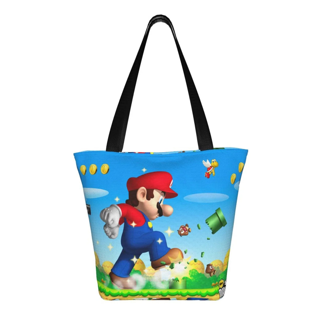 Super Mario Animated Gentlemen Tote Bag Large Capacity Shoulder Handbag For Travel Beach Shopping Business Work School