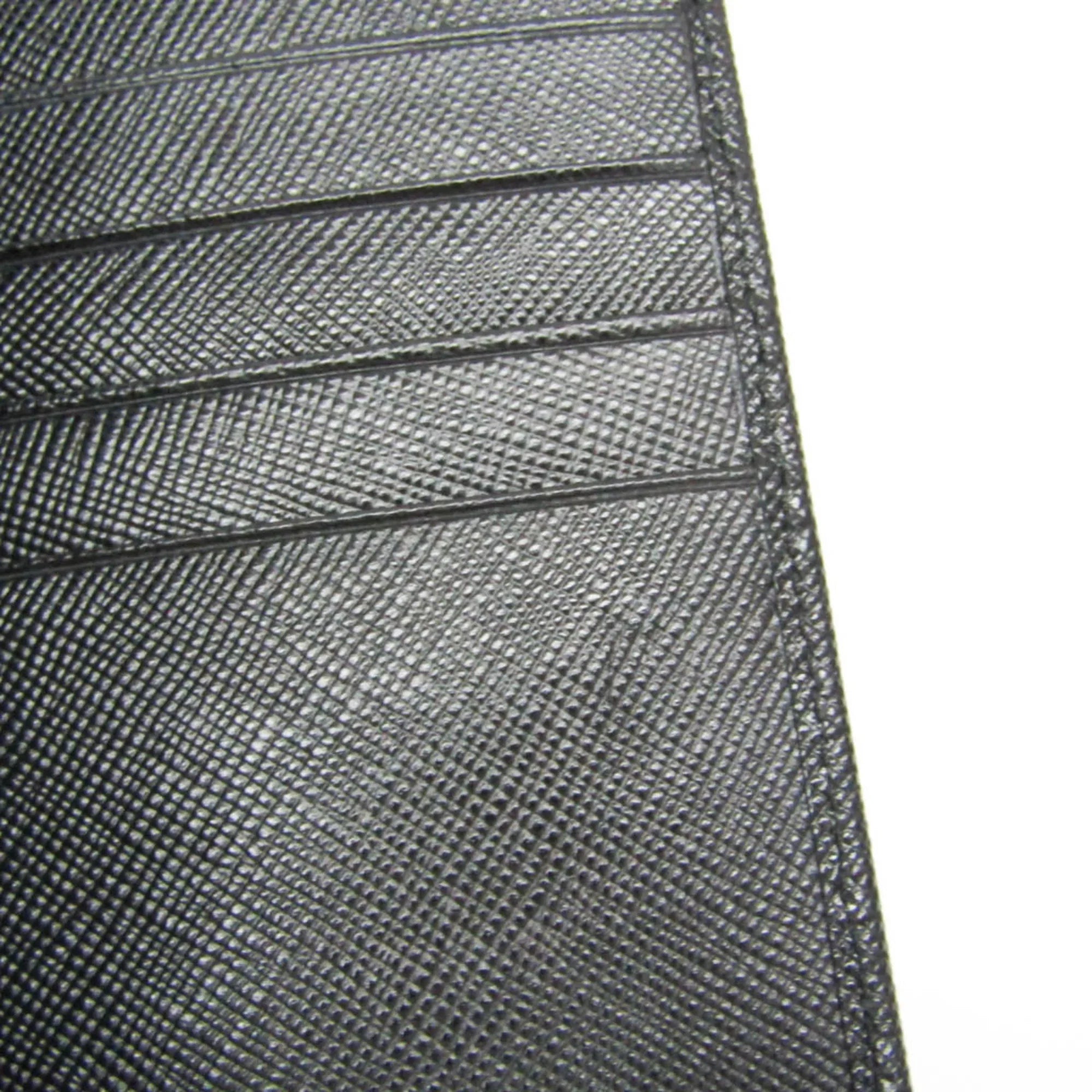 Pre-Owned Prada Saffiano 2M0836 People Leather Long Wallet (bi-fold) Dark (Good)